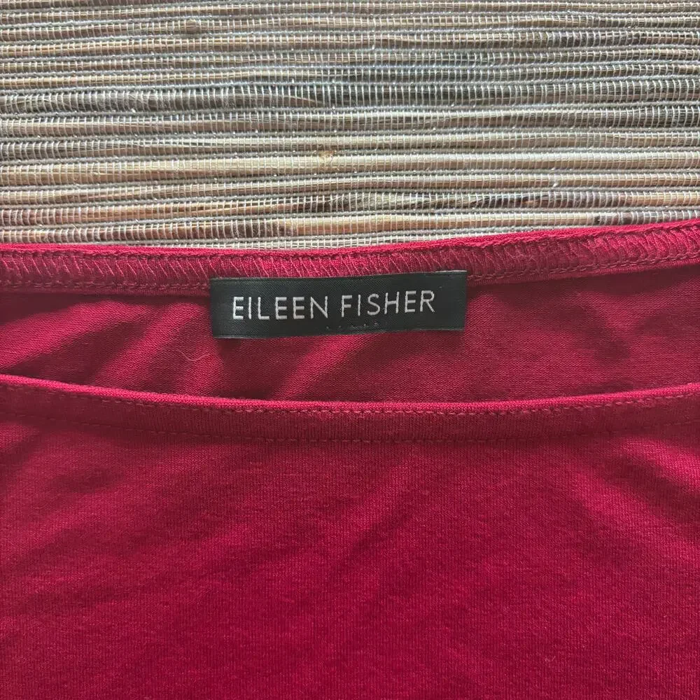 EILEEN FISHER | Women's Size L Deep Red Viscose Sleeveless Shift Tank Dress